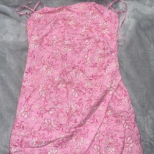 Floral Pink Spaghetti Strap Dress